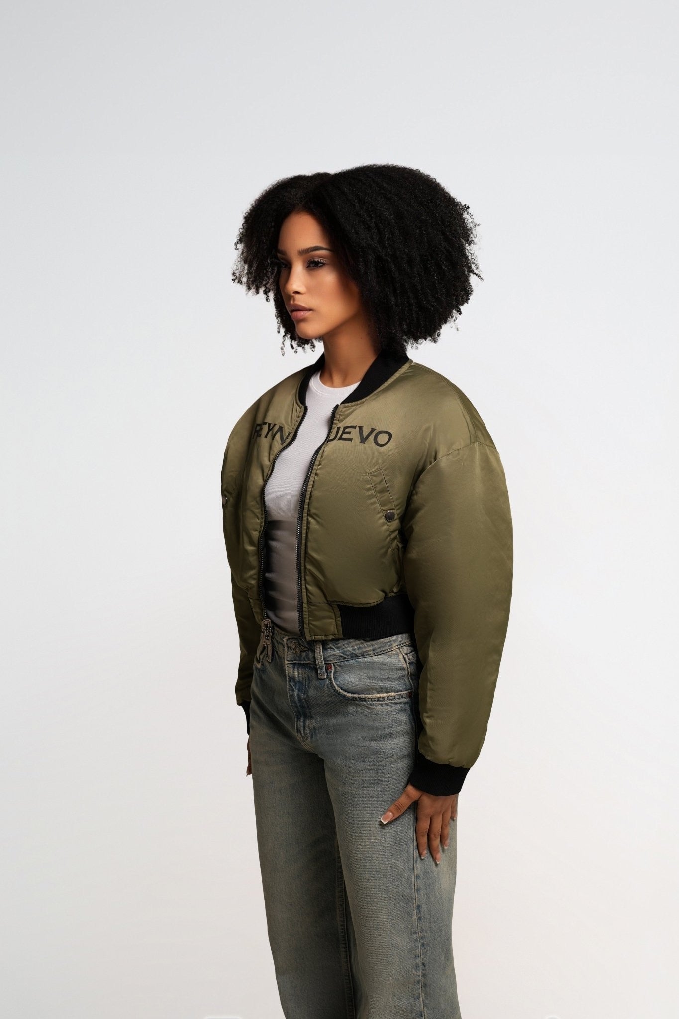 CROPPED BOMBER JACKET - Rey Nuevo Clothing
