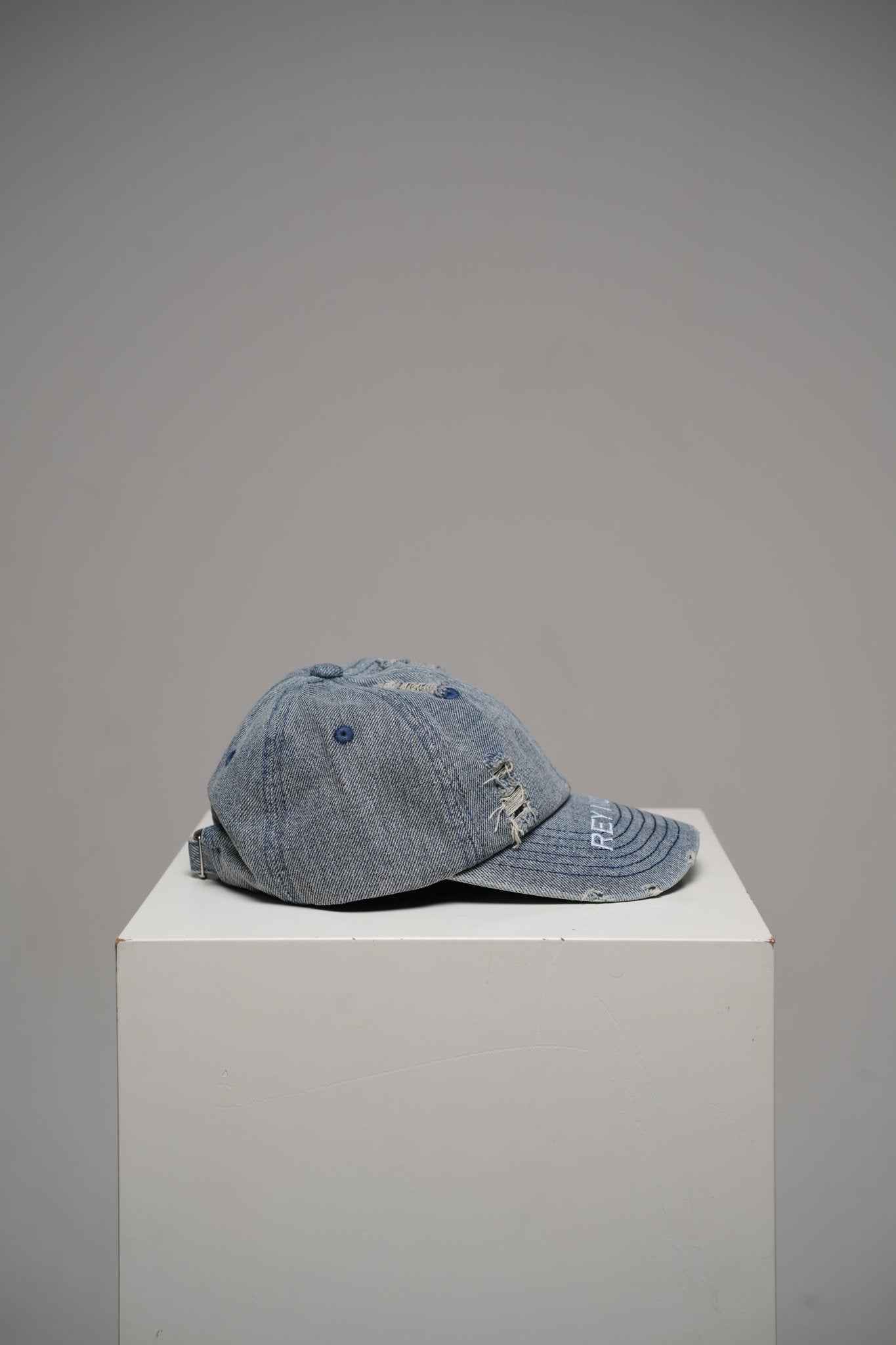 Distressed denim cap - Rey Nuevo Clothing