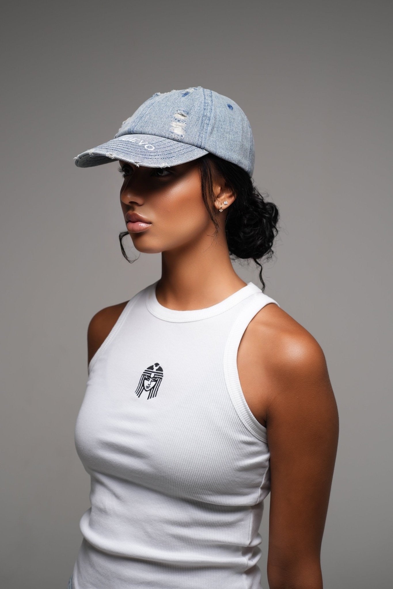 Distressed denim cap - Rey Nuevo Clothing