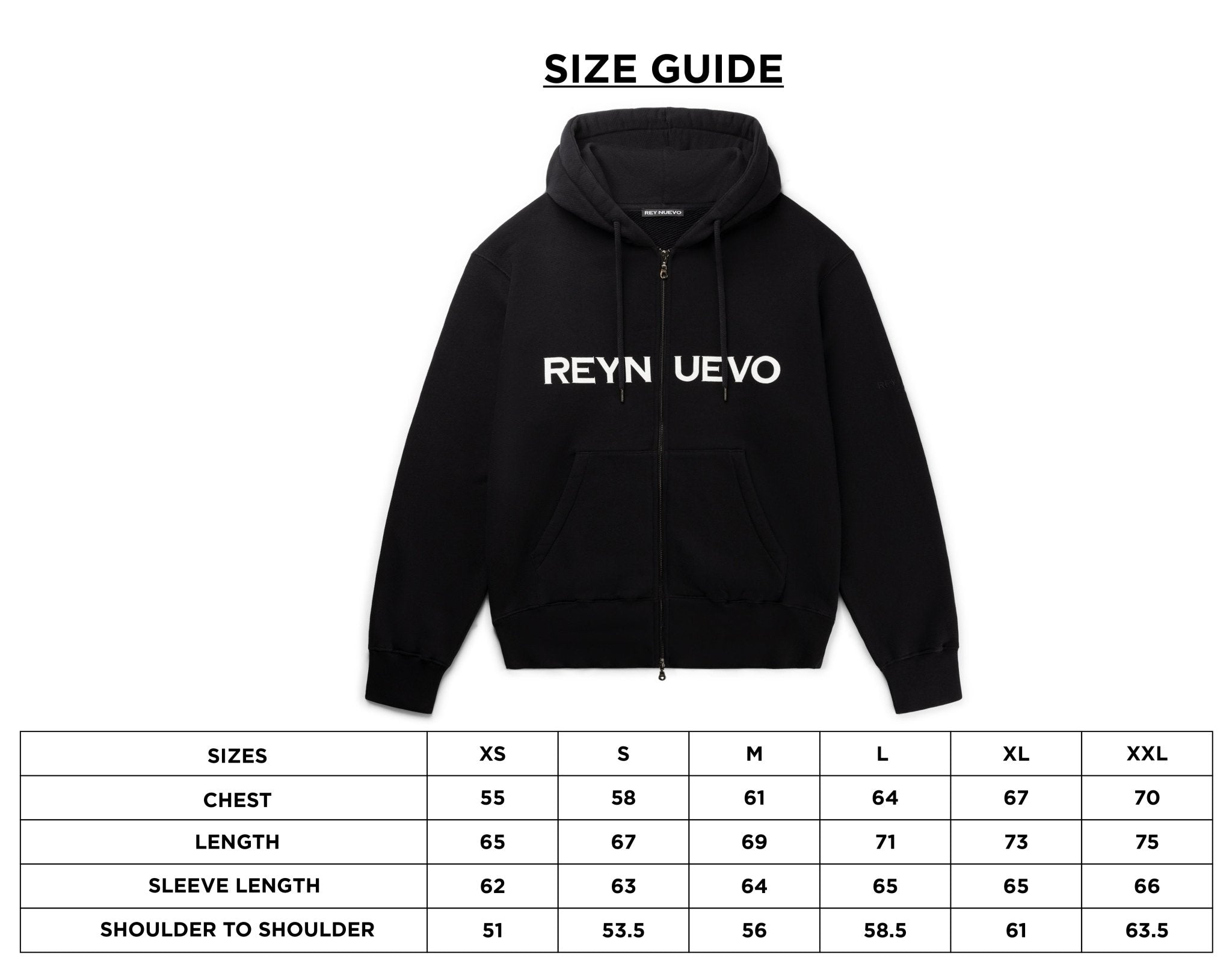REYNUEVO BLACK ZIPPER HOODIE - Rey Nuevo Clothing