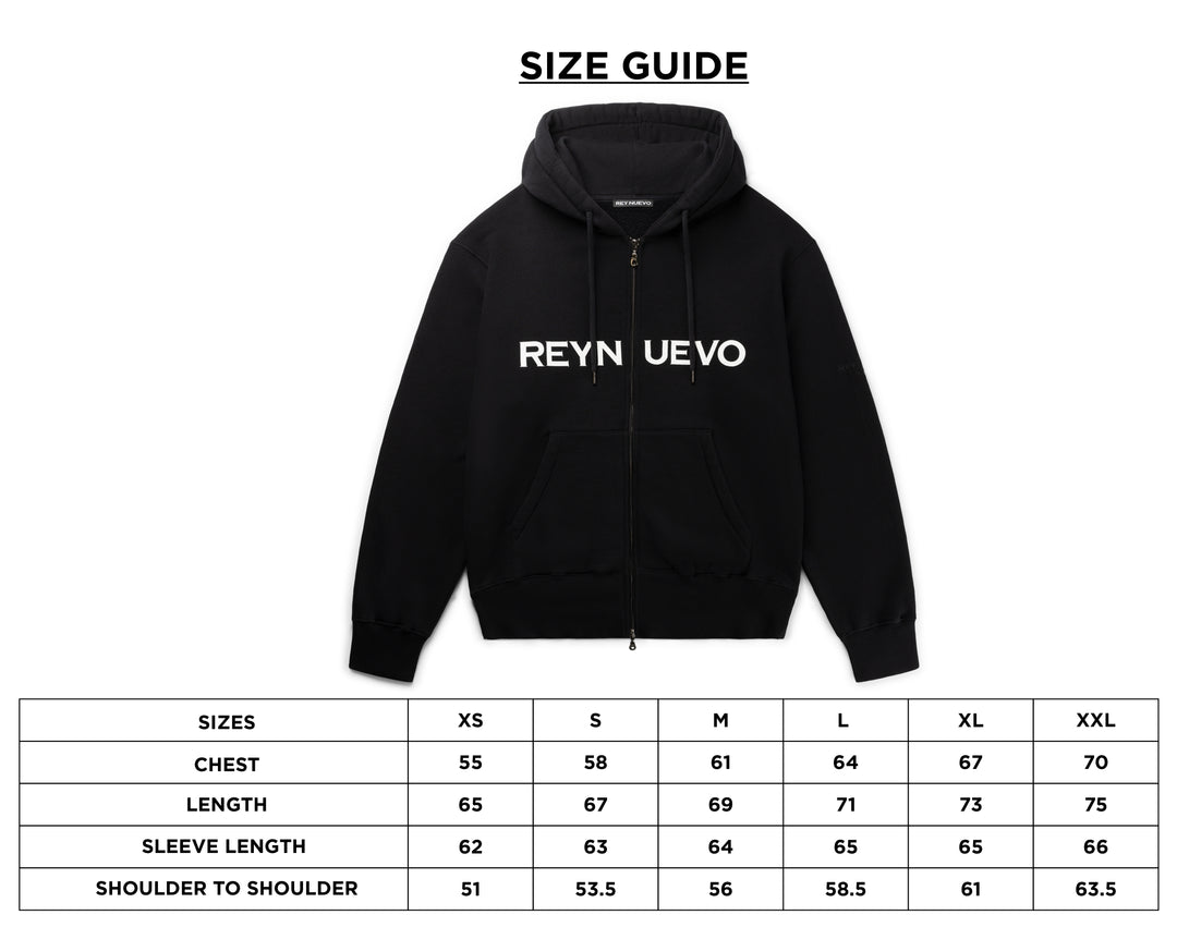 REYNUEVO BLACK ZIPPER HOODIE