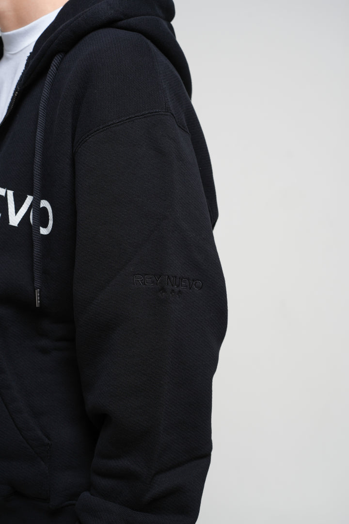 REYNUEVO BLACK ZIPPER HOODIE