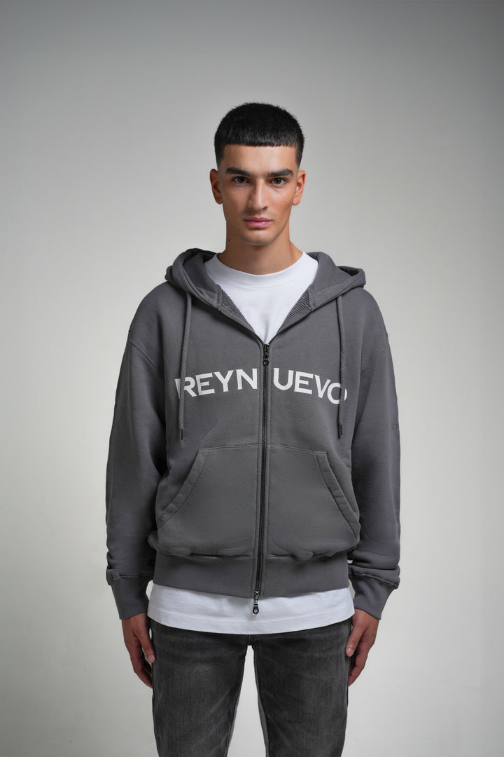 REYNUEVO SILVER ZIPPER HOODIE
