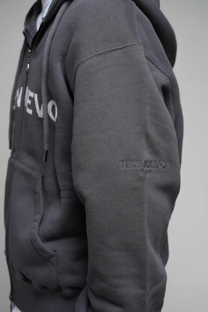 REYNUEVO SILVER ZIPPER HOODIE