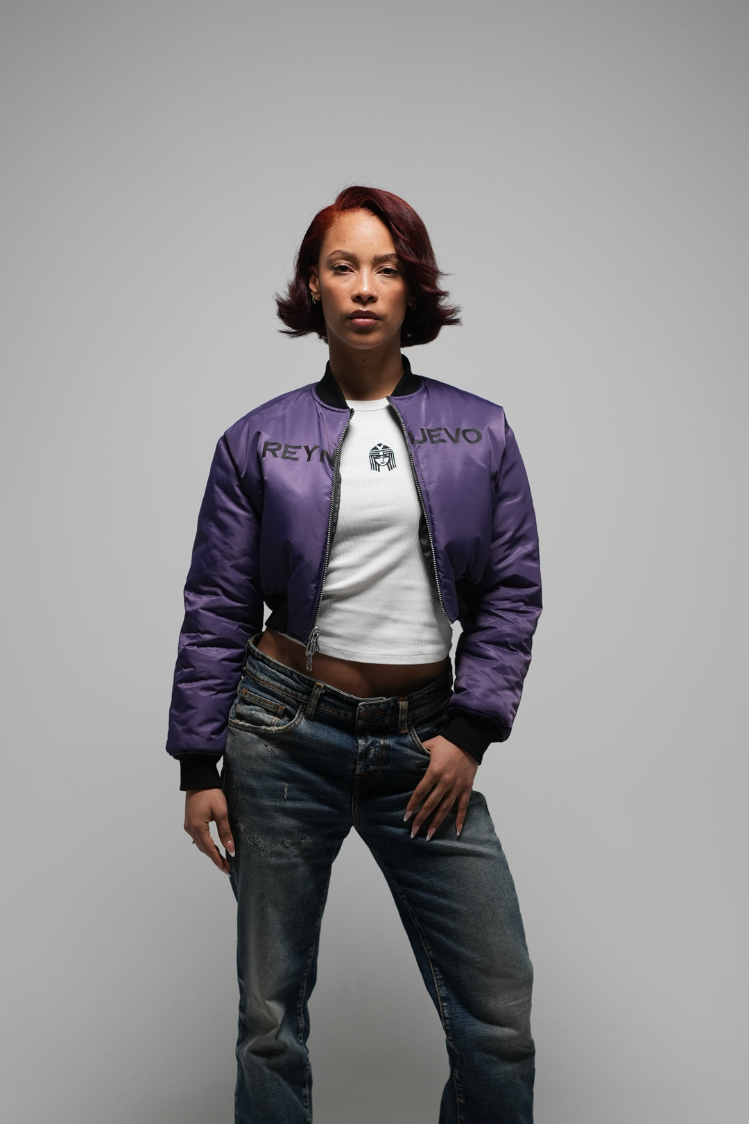 CROPPED DOUBLE SIDED BOMBER