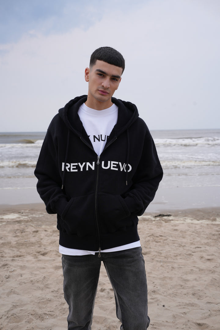 REYNUEVO BLACK ZIPPER HOODIE