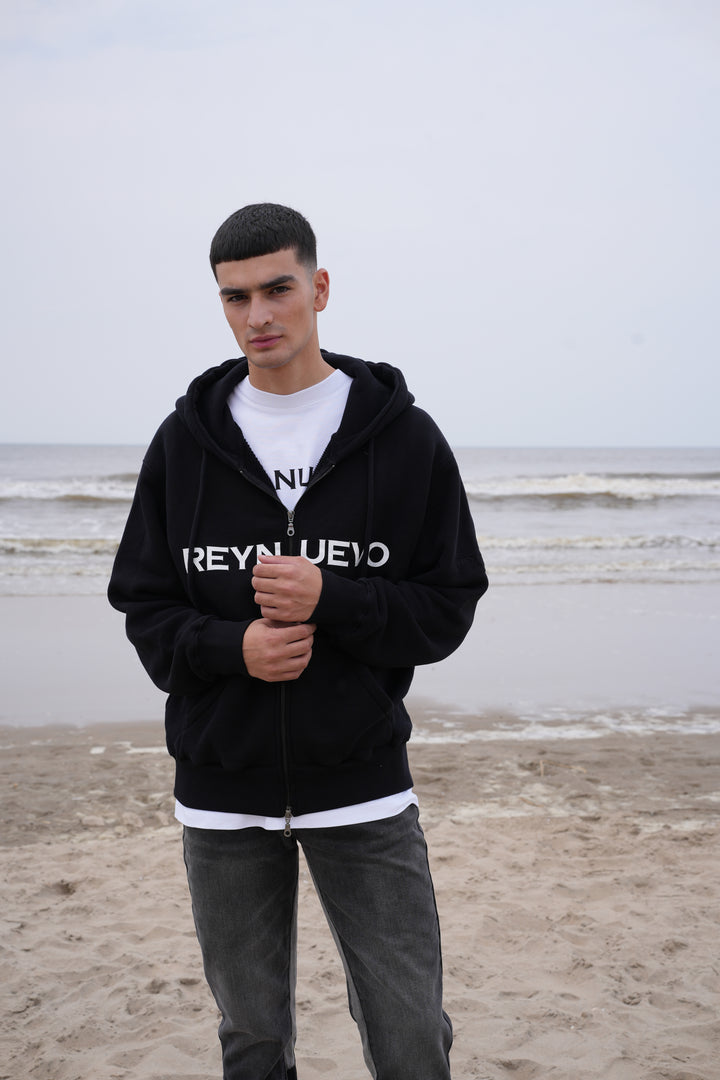 REYNUEVO BLACK ZIPPER HOODIE