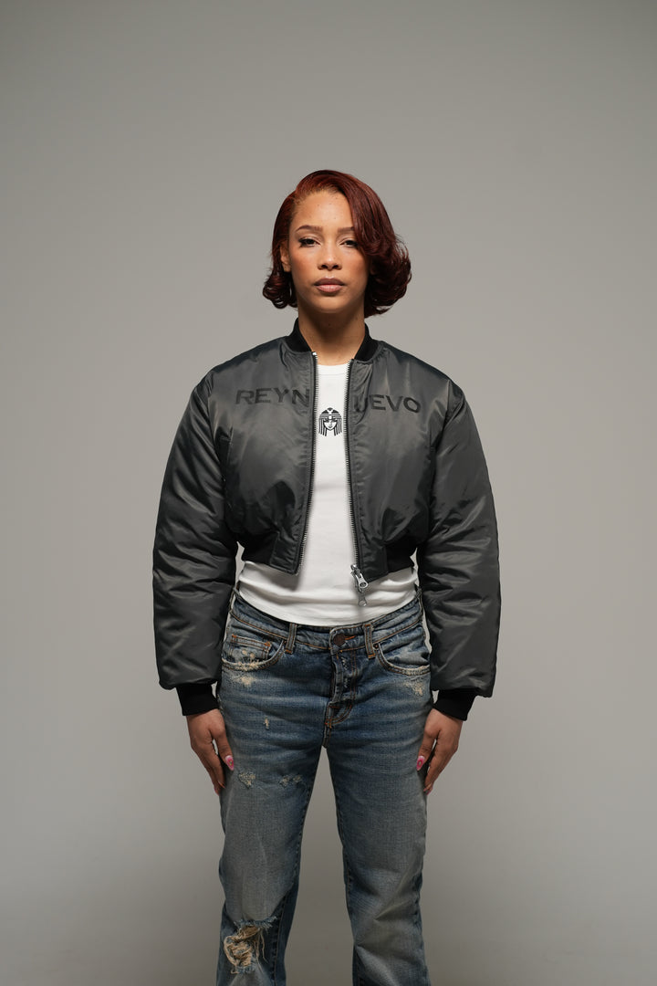 CROPPED DOUBLE SIDED BOMBER