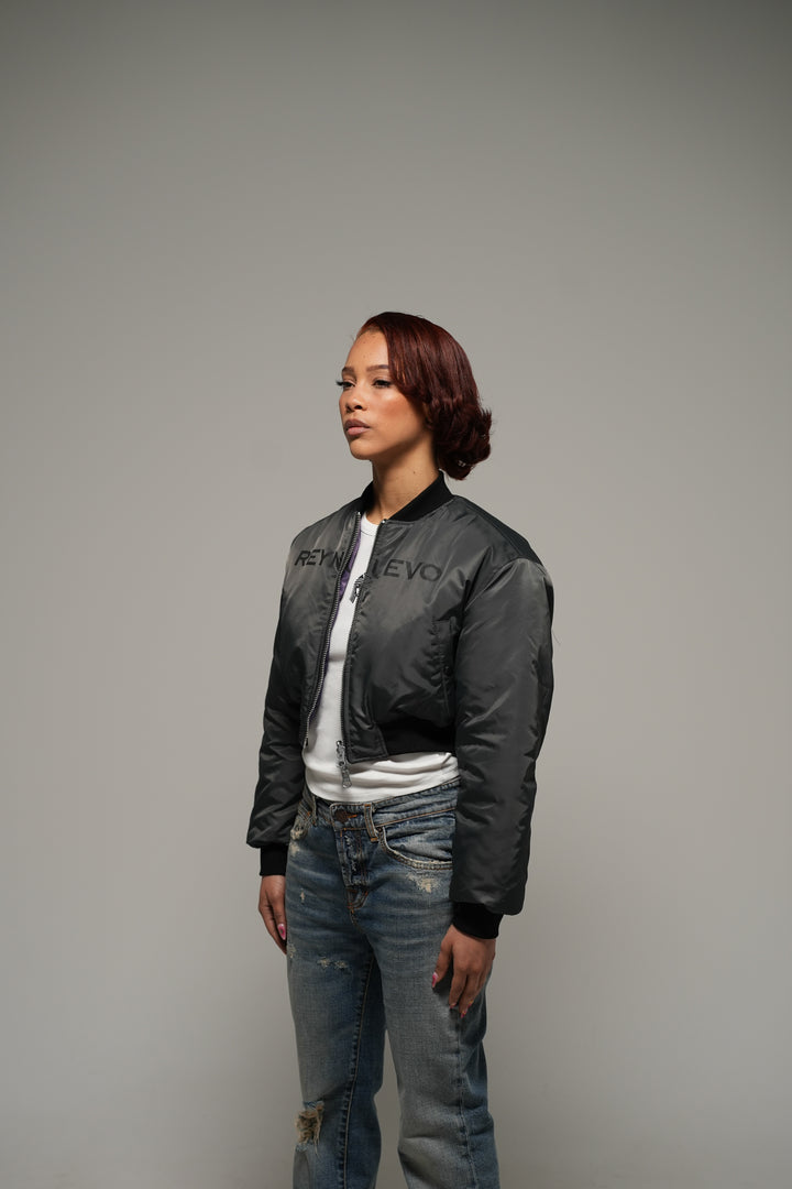 CROPPED DOUBLE SIDED BOMBER