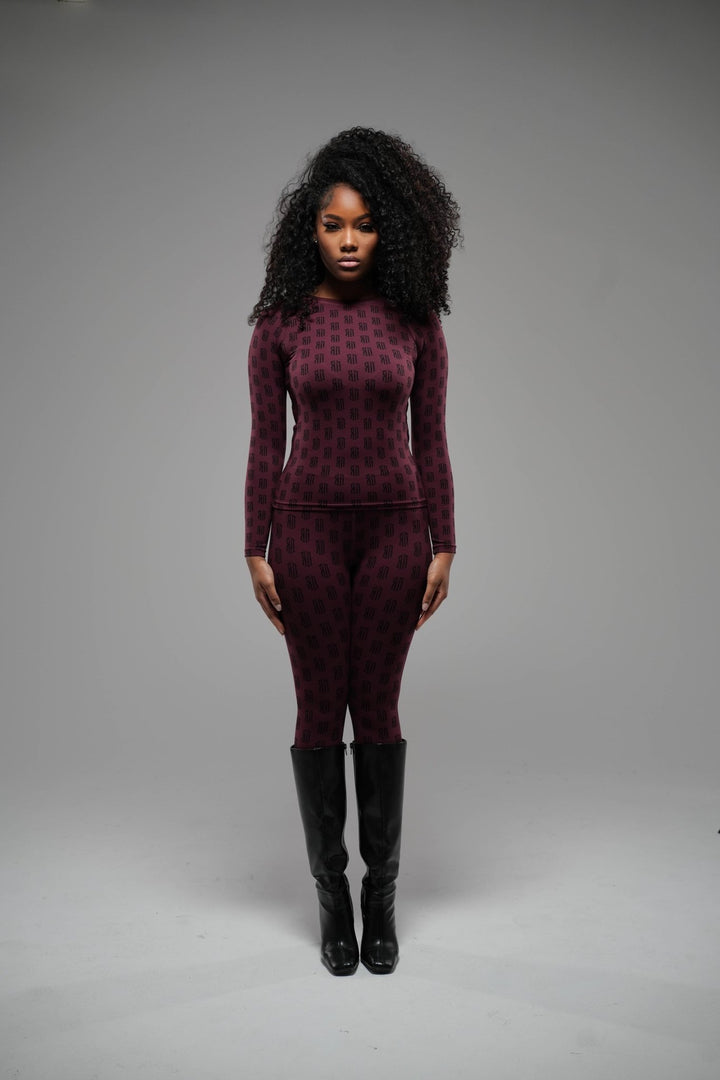burgandy set top (burgandy) - Rey Nuevo Clothing