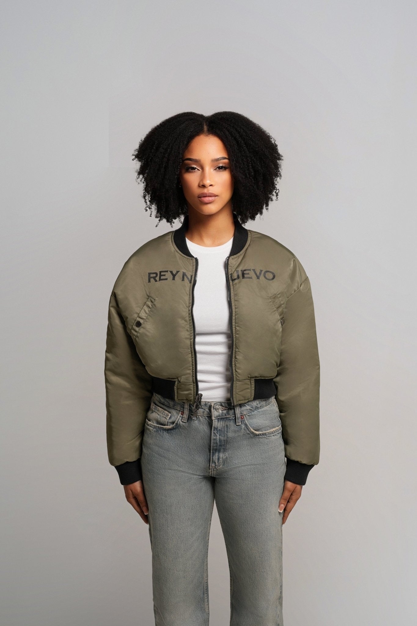 CROPPED BOMBER JACKET - Rey Nuevo Clothing