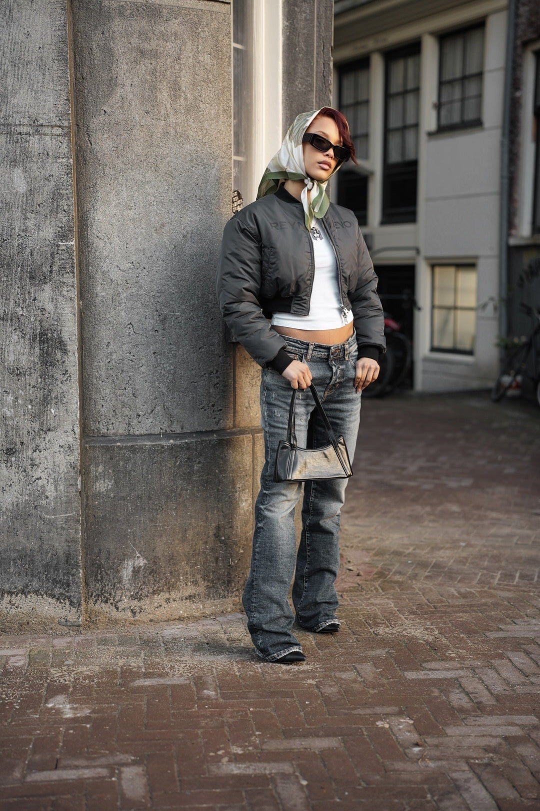 CROPPED DOUBLE SIDED BOMBER - Rey Nuevo Clothing