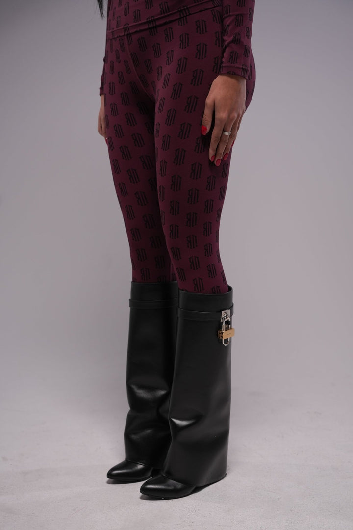 pattern set pants (burgandy) - Rey Nuevo Clothing