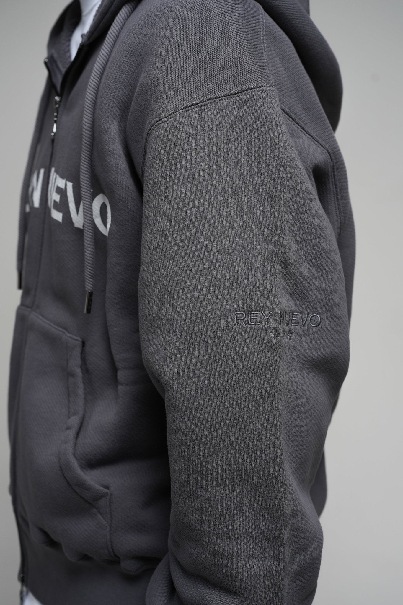 REYNUEVO SILVER ZIPPER HOODIE - Rey Nuevo Clothing