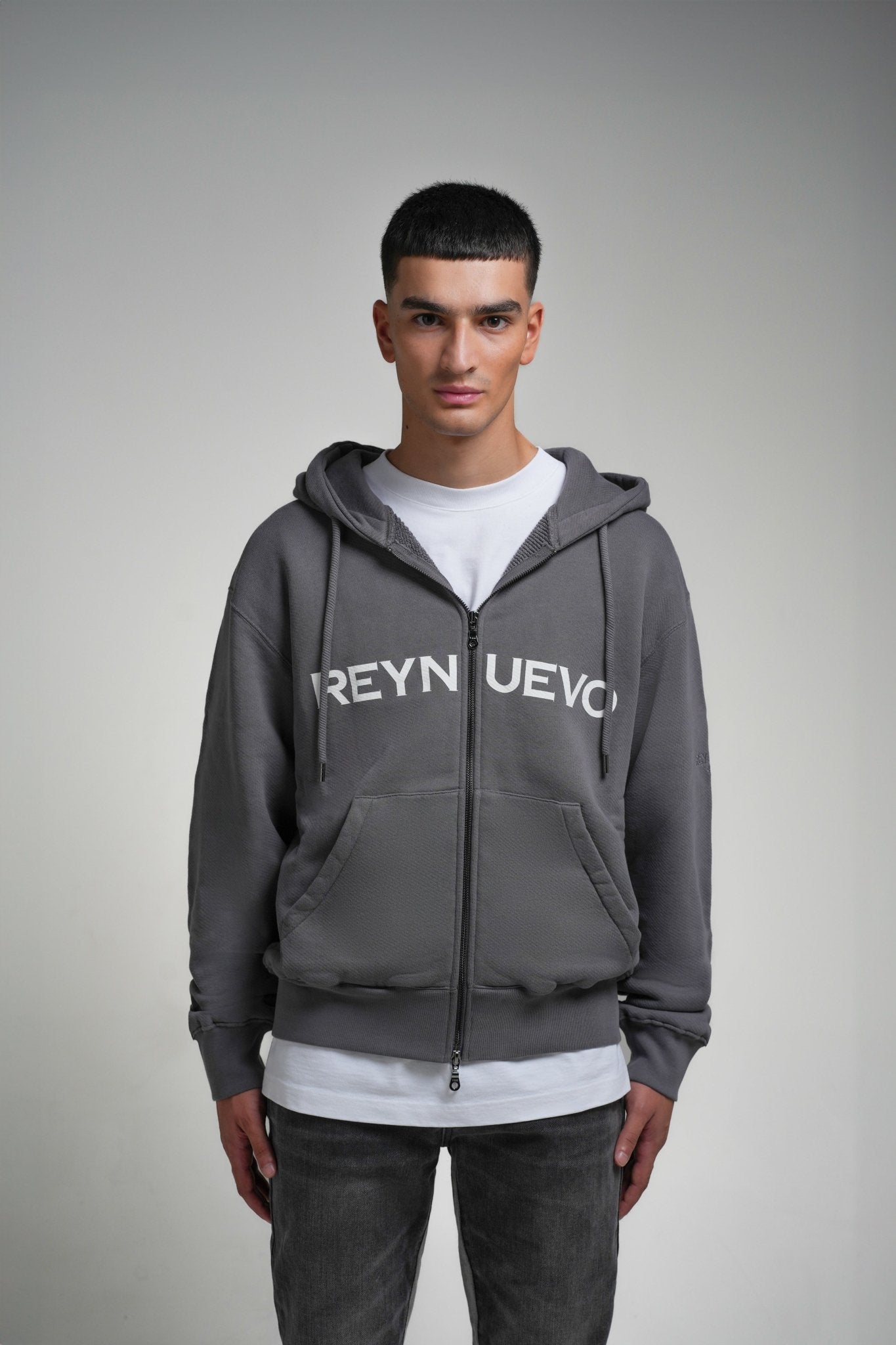 REYNUEVO SILVER ZIPPER HOODIE - Rey Nuevo Clothing